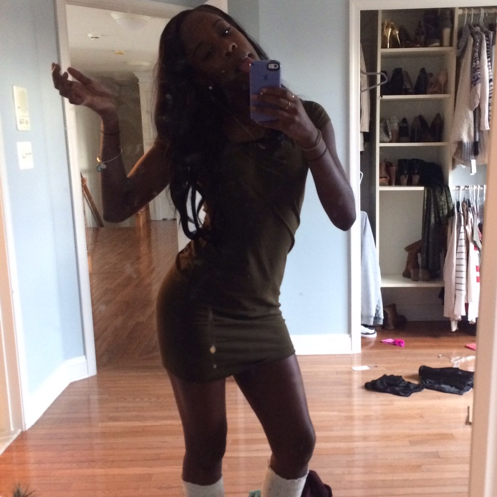 Army green bodycon dress